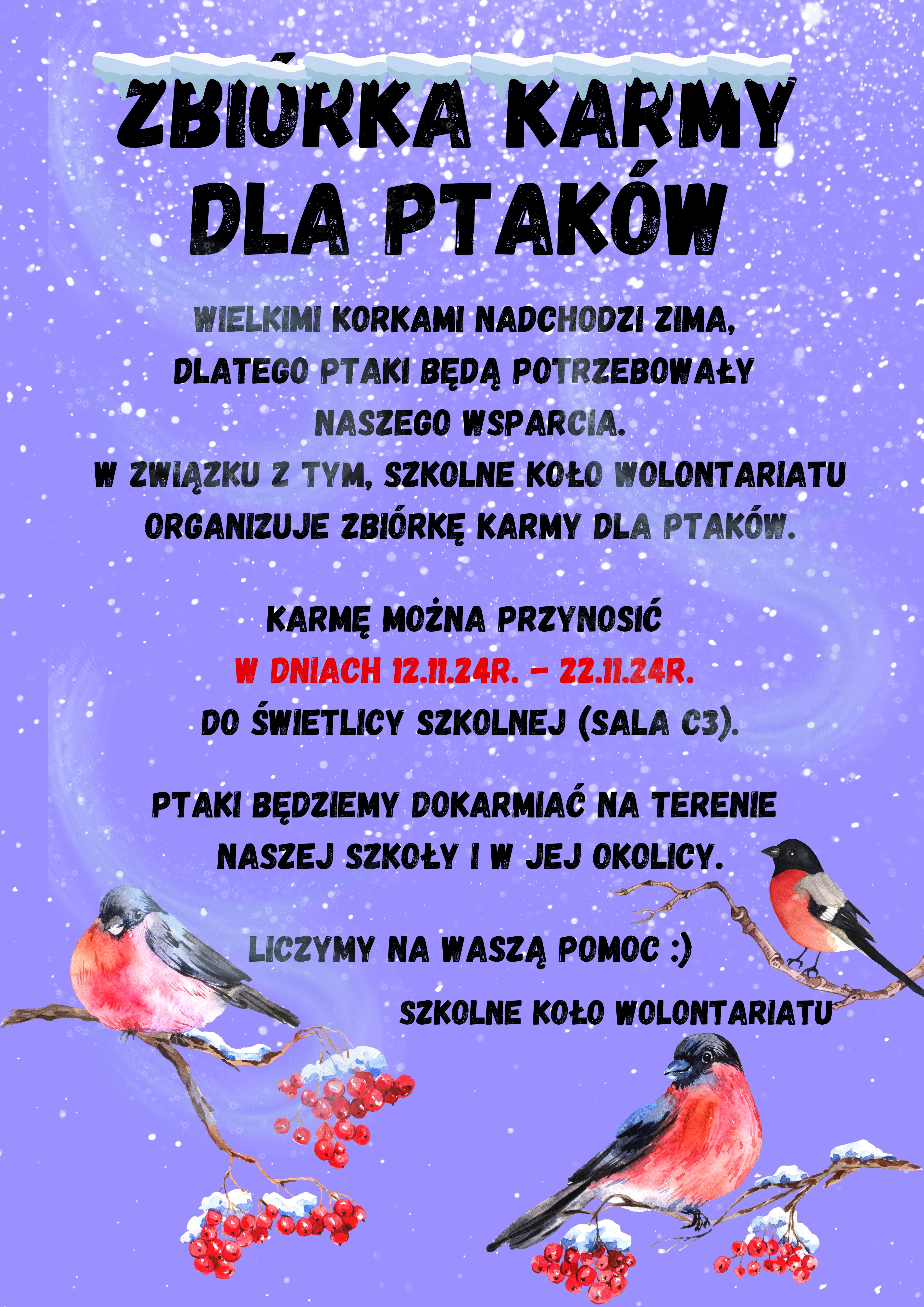 Zbiórka karmy dla ptaków